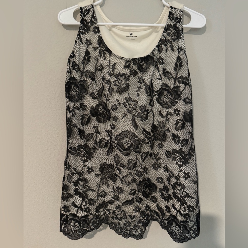 Women's Black Lace Floral Top